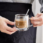 Double Wall Glass Coffee Mugs 10 Oz with Handle - Set of 4 - Image 6