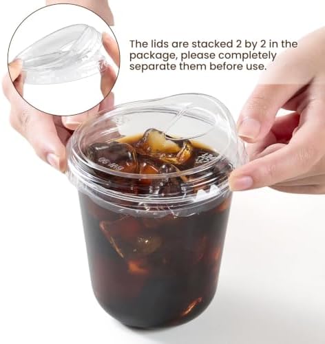 12 oz Round Bottom Clear Plastic Cups with Strawless Sip Lids, 100 Pack - Image 7