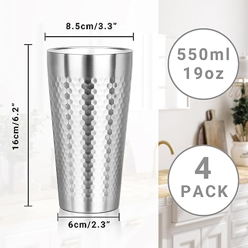 Metal Cup, 19 oz Insulated Tumbler, 4 Pack Double Wall Unbreakable Stackable Water Tumblers Premium Insulated Stainless Steel Cups Drinking Glasses for Home Travel Camping Outdoor - Image 2