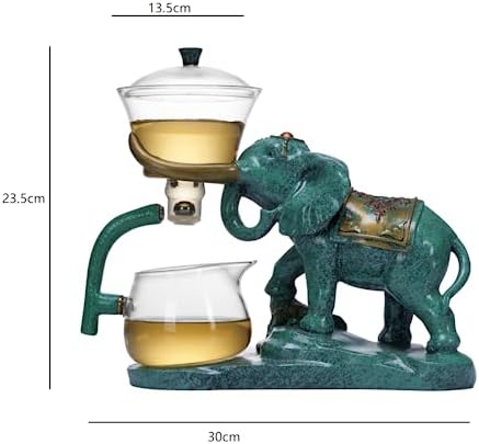 Heat-resistant Kungfu Glass Tea Set with Heater Attract Water Diversion Rotating Cover Bowl Lazy Semi-Automatic Glass Teapot (Elephant set) - Image 4
