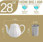 Sweejar Royal Teapot, Ceramic Tea Pot with Removable Stainless Steel Infuser, Blooming & Loose Leaf Teapot - 28 Ounce(Turquoise) - Image 5