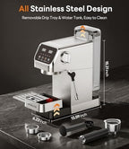 Aromaster 1400W Espresso Machine with Milk Frother, Stainless Steel - Image 4