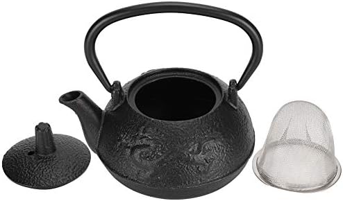 0.3L Cast Iron Teapot Kettle, Imitating Japanese Style Uncoated Double Chinese Dragon Pattern Gift Decoration Removable Infuser for Loose Tea - Image 5