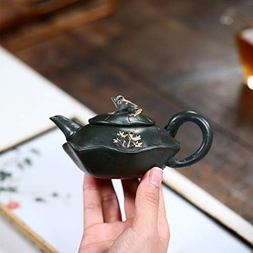 Tea Pots For Loose Tea 190ml Teapot Handmade Lotus Frog Mud Green Kung Fu Kettle Creative Shape Tea Set with Infuser Household Teapot Tea Infuser Pot - Image 4