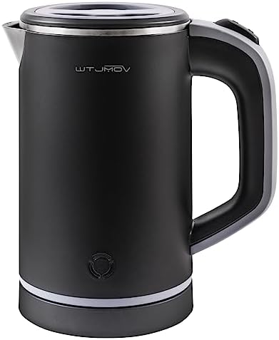 Small Kettle Electric, 0.8L Double Wall Portable Travel Kettle with 304 Stainless Steel, 600W Mini Hot Water Boiler with Auto Shut-off, Fast Boil, BPA-Free by WTJMOV
