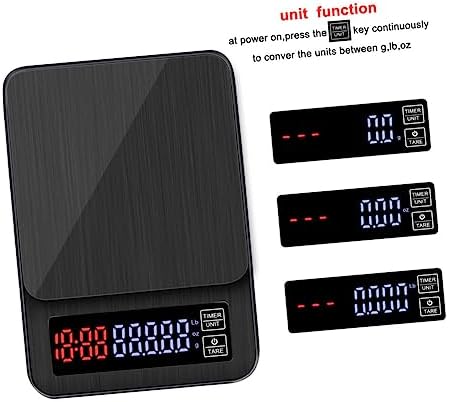 Cabilock 5kg Electronic Coffee Scale Timer Capacity Digital Kitchen Scale for Cooking and Baking High Precision Sensors USB Powered Black - Image 2