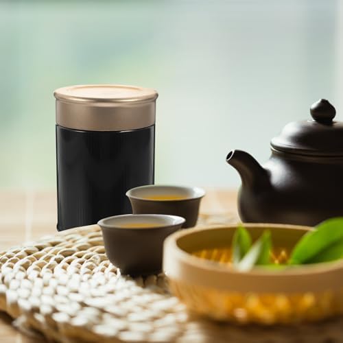 6pcs Compact Black Metal Tea Tins with Lids Airtight Loose Leaf Tea Storage Canisters for Kitchen and Travel Use - Image 6