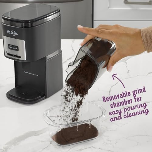 Mr. Coffee Automatic 12 Cup Burr Mill Coffee Grinder with 12 Custom Grinders, Black / Stainless Trim - Image 4
