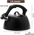 Black kettle, Stainless Steel Whistling Tea Pot with Thermometer, Teapot for Stove Top with Ergonomic Anti Scald Handle - Image 5