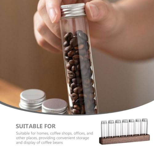 Coffee Bean Storage Rack with Four Glass Containers and Wooden Stand - Image 3