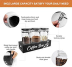 MACIFECI Glass Coffee Containers with Shelf Coffee Station Organizer 54oz Black Glass Coffees Bean Storage Canister with Spoon Coffee Canister Set Kitchen Food Storage Jars for Coffee/Sugar/Candy - Image 3