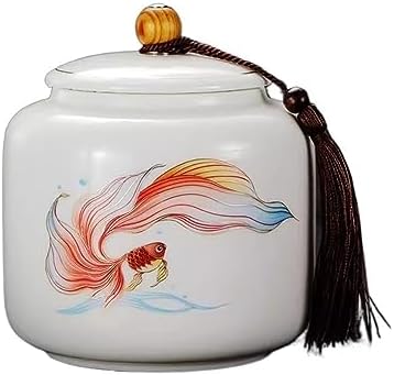Tea Canister High-Grade Ceramic Tea Canister Light Luxury Sealing Canister Household Multifunctional Empty Canister for Loose Leaf Tea, Coffee Tea Tin(Small) by Unknown