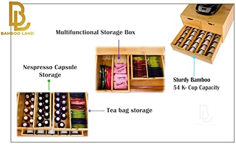 BAMBOO LAND- Extra Large Bamboo K Cup Holder for Counter, 2-Tier K-Cup Organizer Drawer - Image 5