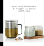AdHoc Yuna Tea Glass with Tea Infuser, Grey Glass/Stainless Steel 18.9oz - Image 3