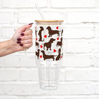 Sip-Sip Hooray! Dachshund Dog Mom 40oz Glass Tumbler with Lid and Straw - Image 2
