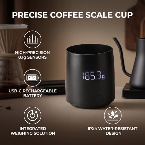 Luocute Coffee Scale Cup 200ml, High Precision Digital Scale - Image 2