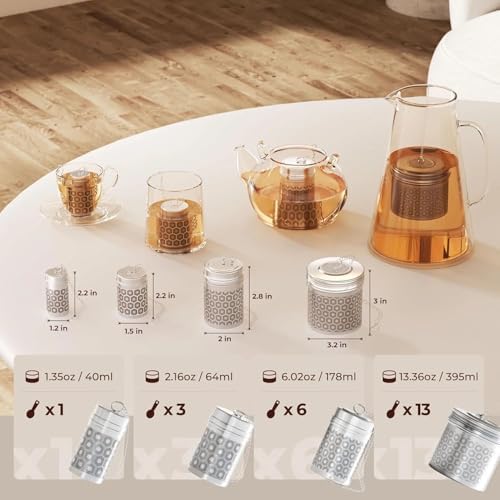 3PCS Tea Strainers for Loose Tea,Loose leaf tea infuser,Extra Fine Mesh Tea Infuser, 304 Stainless Steel & Updated Slim Threaded Lid, Loose Leaf Tea Steeper - Image 4