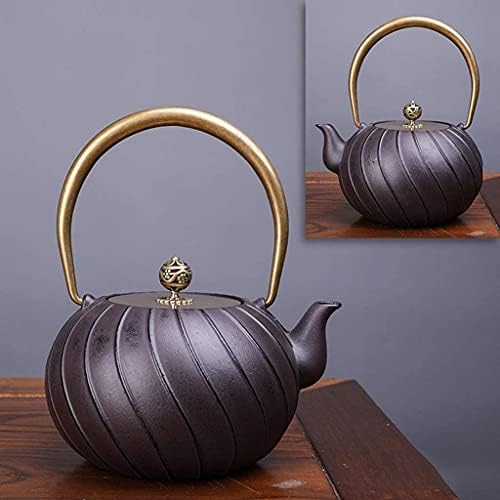 LJYT Teapot Teapots Cast Iron Handmade TeapotHome Kettle Uncoated Vintage Cast Iron Kettle Tea Pot with Infusers for Loose Tea (Color : Road pattern) by Unknown