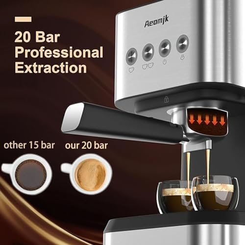 Espresso Machine, 20 Bar Professional Espresso Maker with Milk Frother Steam Wand, Coffee Espresso Machine for Cappuccino, Latte, Espresso Machines for Home, 50oz Removable Water Tank - Image 5