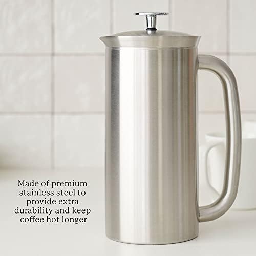 ESPRO - P7 French Press - Double Walled Stainless Steel Insulated Coffee and Tea Maker with Micro-Filter - Keep Drinks Hotter for Longer (Brushed Stainless Steel, 32 Oz) Cleaning Powder - Image 6