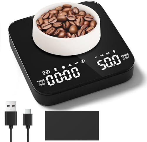 Coffee Scale with Timer, Rechargeable Mini Espresso Scale, 2kg/0.1g Accurate Food Scale for Pour-Over and Espresso Coffee, LCD Display, Portable Digital Kitchen Scale with Automatic Timing - Image 3