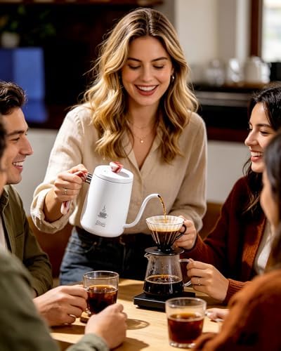 Bincoo Art Pour-Over Coffee Kettle, 600ml (20oz) Gooseneck Kettle with Long Fine Spout – Stainless Steel Drip Kettle for Home Office Camping, Hot Water Dispenser Only (Not for Stovetop) (Wood Grain) - Image 7