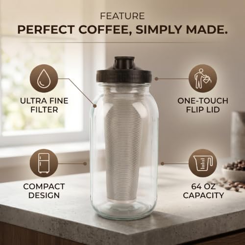 GOWENIC 2L Glass Cold Brew Coffee Maker for Home Office Iced Coffee - Image 3