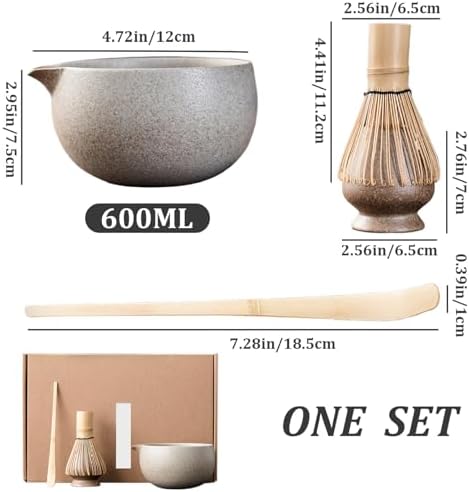 Matcha Tea Set with Whisk Bowl Spoon Holder, Japanese Traditional Manual Kit Style1 - Image 7