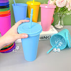 YOUKE OLA 72 Pack Glitter Plastic Cups with Lid and Straw, 24 oz Bulk Reusable Cup for Coffee Cup for Adult Birthday Party (Mix Color) - Image 4