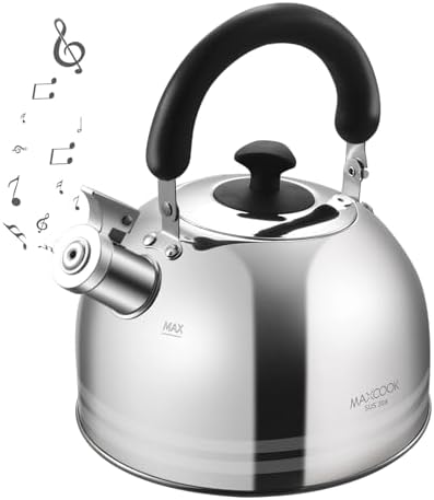 Whistling Tea Kettle for Stovetop, 5L 18/8 Stainless Steel Tea pot by MAXCOOK