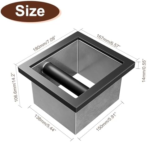 Bottomless Knock Box Espresso, Embedded Coffee Knock Box, Stainless Steel Countertop Espresso Grounds Container for Commercial Cafes Restaurants Home (5.44 x 5.91”) - Image 3