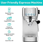 CASABREWS Espresso Machine 20 Bar, Professional Espresso Maker & 51mm Tamper Grey - Image 4