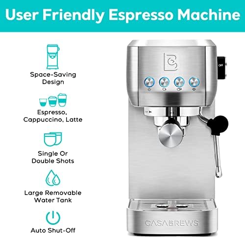 CASABREWS Espresso Machine 20 Bar, Professional Espresso Maker & 51mm Tamper Grey - Image 4