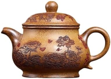 Tea Kettle Hand-carved Purple Clay Pan Pot Chinese Tea Ceremony Supplies Kettle Coffee Pot Teapot Ceramic Tea Infuser by Unknown