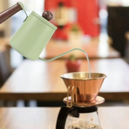 Kettle with Long Gooseneck Spout, Stainless Steel, Non-Slip Natural Wood Handle, Ideal for Regulating Water, Suitable, Green - Image 6