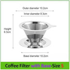 Genérico Reusable Coffee Filter Holder Double Layer 304 Stainless Steel Tea Strainer Making Tool(Size S-with base) - Image 2