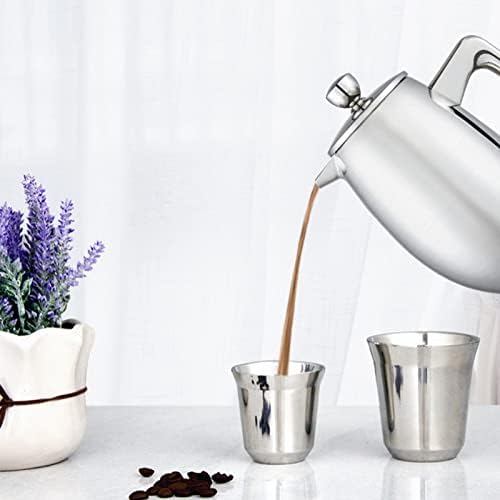 304 Grade Stainless Steel Insulated Coffee Press with Spoon, French Press Coffee Maker, Cold Brew Heat Resistant Thickened Borosilicate Coffee Pot for Camping Travel(11 8OZ/350ML), French Press c - Image 4
