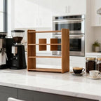 Mug Display Shelf Walnut Wood 4-Tier Coffee Kitchen Countertop Organizer - Image 7