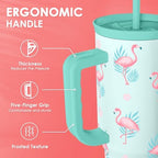 Flamingo Tumbler, Stainless Steel Insulated Tumblers Coffee Mug Cup with Handle, Gifts for Women Girls on Birthday Christmas Summer, 40oz - Image 4