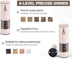 Electric Pepper Grinder and Salt Mill Set - Large Capacity USB Rechargeable Automatic Grinder with Dual LED Lights, One-Handed Operation & Slide Cover - Brushed Stainless Steel - Image 6
