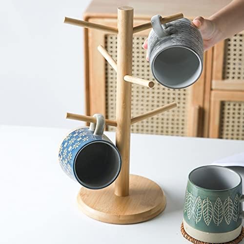 LIU- Mug Tree Mug Holder Tabletop Mug Rack Bamboo Wooden Cup Holder Storage Organizer Display Stand,Tea Coffee Cup Mug Hooks - Image 4