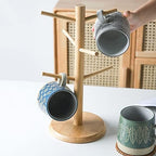 LIU- Mug Tree Mug Holder Tabletop Mug Rack Bamboo Wooden Cup Holder Storage Organizer Display Stand,Tea Coffee Cup Mug Hooks - Image 4