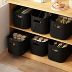 ORGIDOL 8 Pack Black Storage Bins with Lids Stackable Storage Container for Organizing, Black Storage Boxes with Handle for Shelves, Cute Organizer Bins for Craft, Snacks, 9.85x6.9x5.7 inch - Image 6