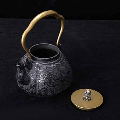 1.1L Teapot Tea Kettle Tea Pot Cast Iron Teapot, Japanese Style Tetsubin Tea Kettle | Cast Iron Tea Kettle To Keep Tea Warm | Retro Pumpkin Shape High End Cast Iron Kettle - Image 4