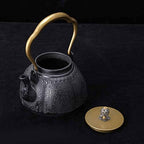1.1L Teapot Tea Kettle Tea Pot Cast Iron Teapot, Japanese Style Tetsubin Tea Kettle | Cast Iron Tea Kettle To Keep Tea Warm | Retro Pumpkin Shape High End Cast Iron Kettle - Image 4