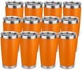 20oz Stainless Steel Tumbler Bulk with Lid, Travel Mug - Double Wall Vacuum Powder Coated Cup - Orange, 12 Pack by Unknown