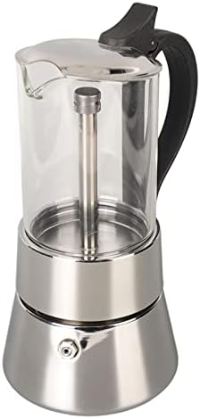 Zooke Classic Stovetop Espresso and Coffee Maker, Stovetop Espresso Maker Stainless Steel Italian Coffee Machine Maker, Crystal Glass 6 Espresso Cups Pot for Italian Cuban Café by Unknown