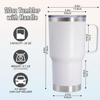 20 oz Tumbler with Handle and Lid Insulated Travel Coffee Mug White 12P - Image 6