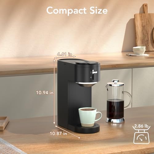 Single Serve Coffee Maker – Brew with Coffee Pods & Grounds, Compatible with Kcup Coffee Pods, Small Sizes Up to 6 8 10 12 14 Oz, 14 Oz Water Reservoir, Easy to Clean for Office Travel Home, Black - Image 7