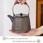 Yundu Ceramic Teapots for Tea, 1000ml/33.8oz Tea Pot with Infusers for Loose Tea, Striped Tea Pot with Removable Tea Infuser - Reactive Brown - Image 3